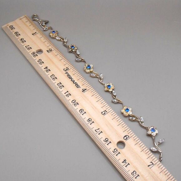Floral Vine Bracelet | 888 Silver | Blue Spinel & Glass Accents - Picture 4 of 4